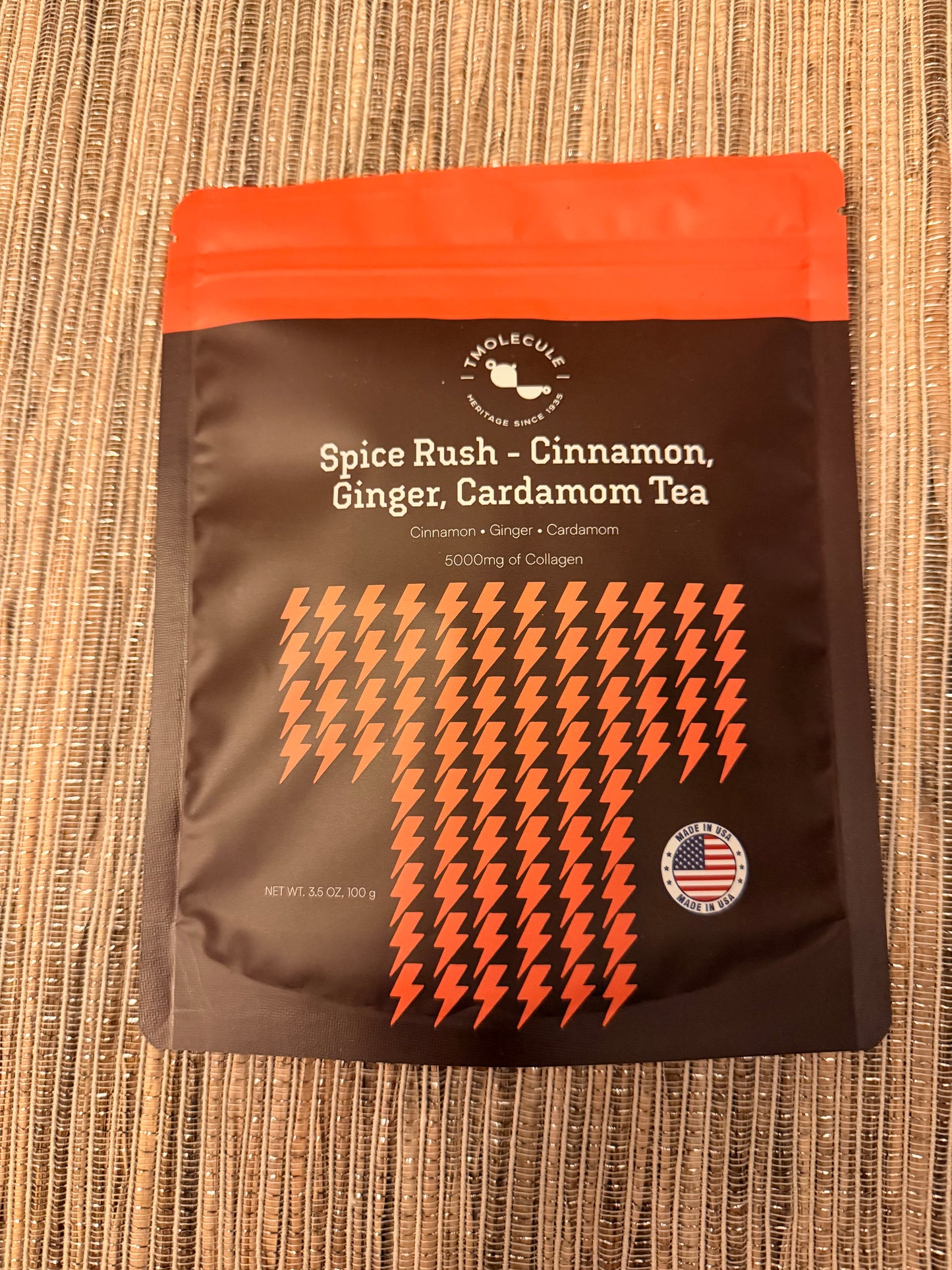 Premium Collagen Spice Rush Black Tea Blend Revitalizing Energy with Ginger, Cinnamon & Cardamom Keto & Paleo Friendly. Made in USA. Milled product for smoother flow
