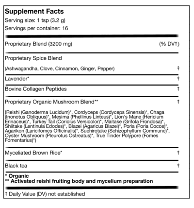 Adaptogen Blend - 14 Organic Mushrooms + Collagen Peptides + Organic Lavender + Black Tea