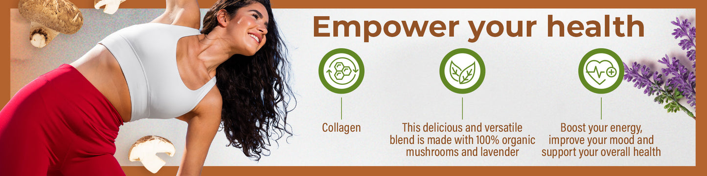 Adaptogen Blend - 14 Organic Mushrooms + Collagen Peptides + Organic Lavender + Black Tea